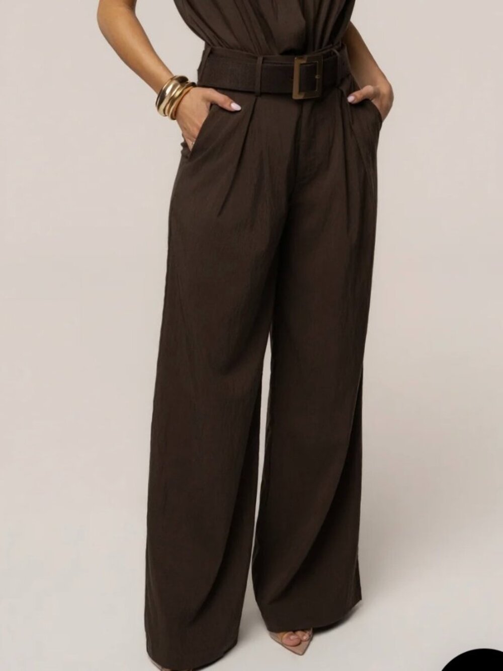 Meshki Brown Prime Trousers With Belt Size Small NWT Original Price $110